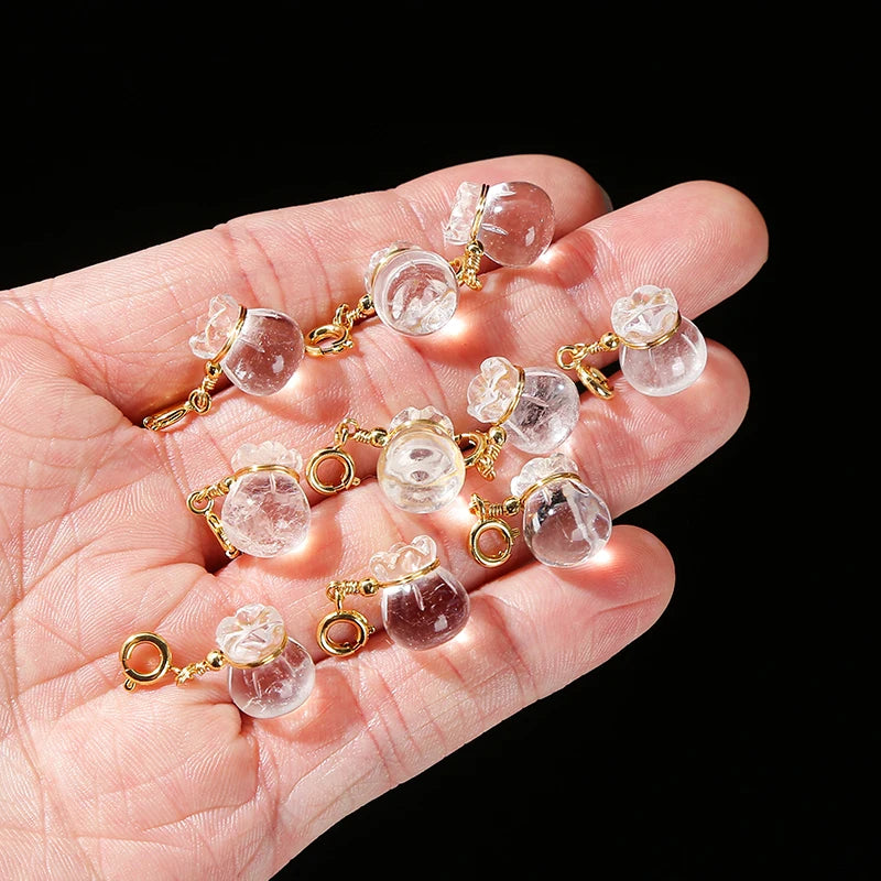 Natural Rock Quartz Lucky Bag Pendant – Crystal Bead Charm with Copper Buckle for DIY Necklaces, Bracelets, and Jewelry Accessories - Premium charm from Lizard Vigilante - Just $19.88! Shop now at Lizard Vigilante