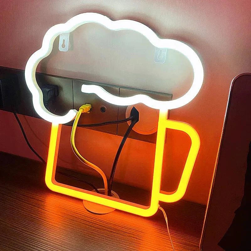 LED Beer Glass Neon Light Glowing Festival Decoration Desktop Atmosphere Neon Lamp KTV Bar Home Party Decor Adult Kid Gift - Lizard Vigilante