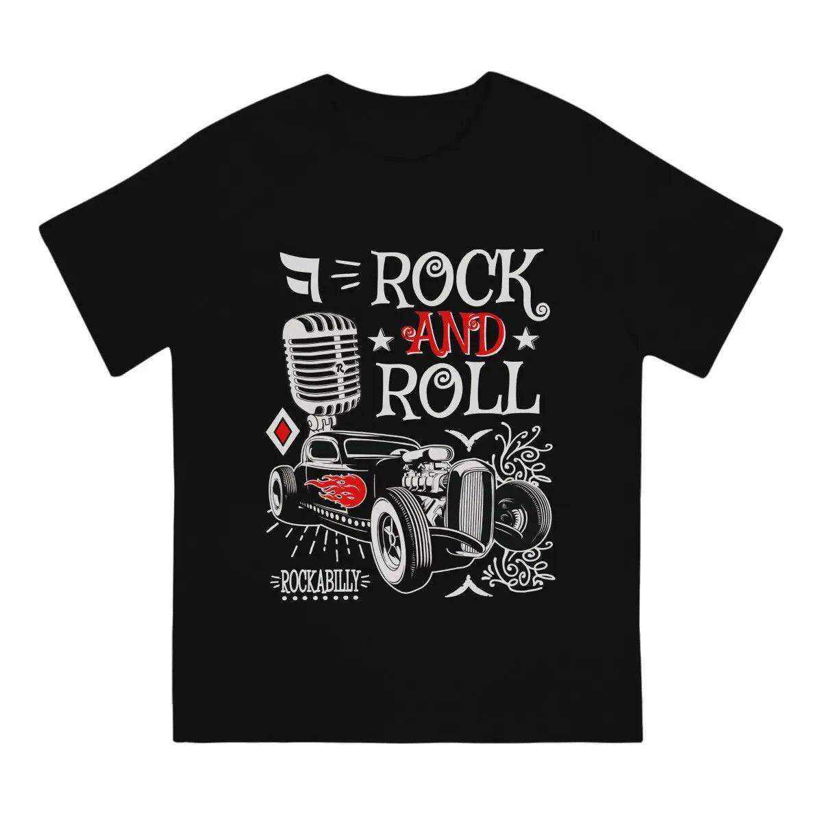 50s Rockabilly Hot Rod Vintage Rocker Men's T-Shirt Rock N Roll Crewneck Short Sleeve Polyester TShirt Humor Birthday Gifts - Premium T-Shirt from Lizard Vigilante - Just $20.99! Shop now at Lizard Vigilante