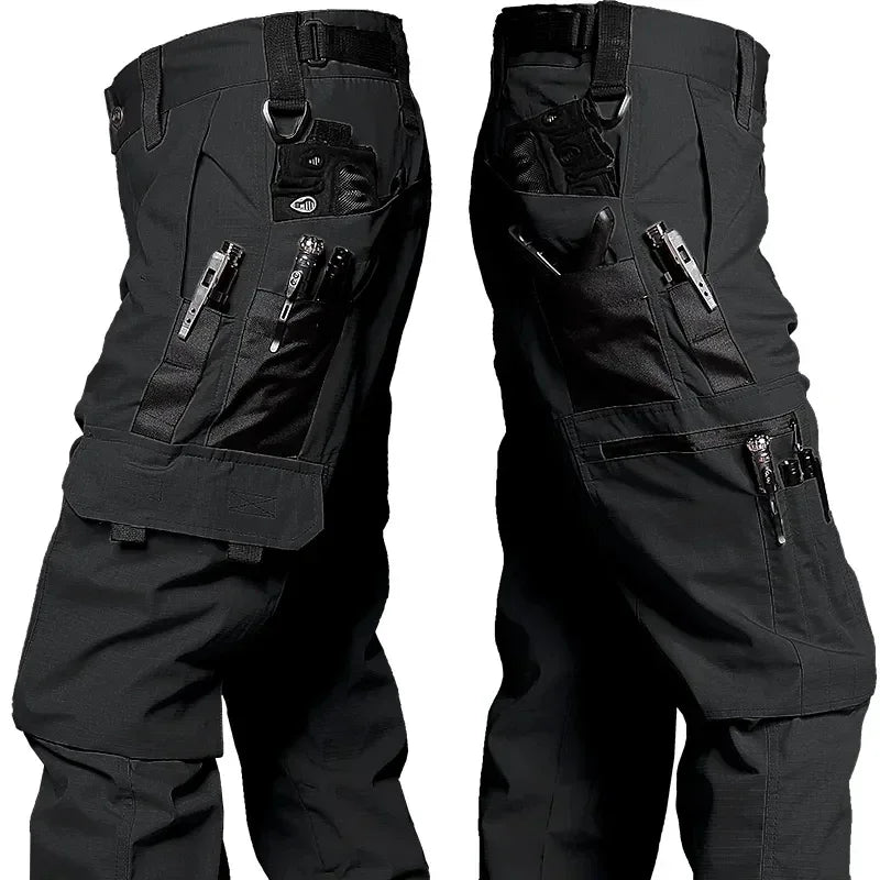 PAVEHAWK Black Camo Cargo Pants - Multi-Pocket Ripstop Waterproof Trousers for Men - Premium pants from Lizard Vigilante - Just $30.99! Shop now at Lizard Vigilante