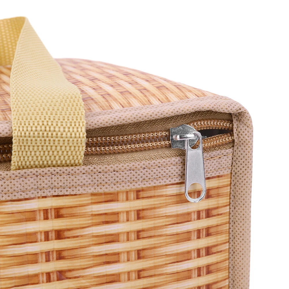 Wicker Rattan Outdoor Camping Picnic Bag Portable Waterproof Tableware Insulated Thermal Cooler Food Container Basket for Picnic - Premium  from Lizard Vigilante - Just $16.99! Shop now at Lizard Vigilante