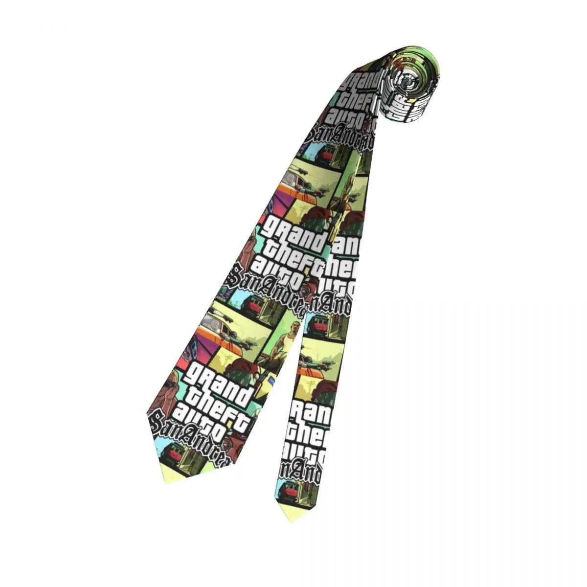 Grand Theft Auto Necktie San Andreas Fashion Neck Tie Men Silk GTA Video Game Neckties for Party Gravatas - Lizard Vigilante