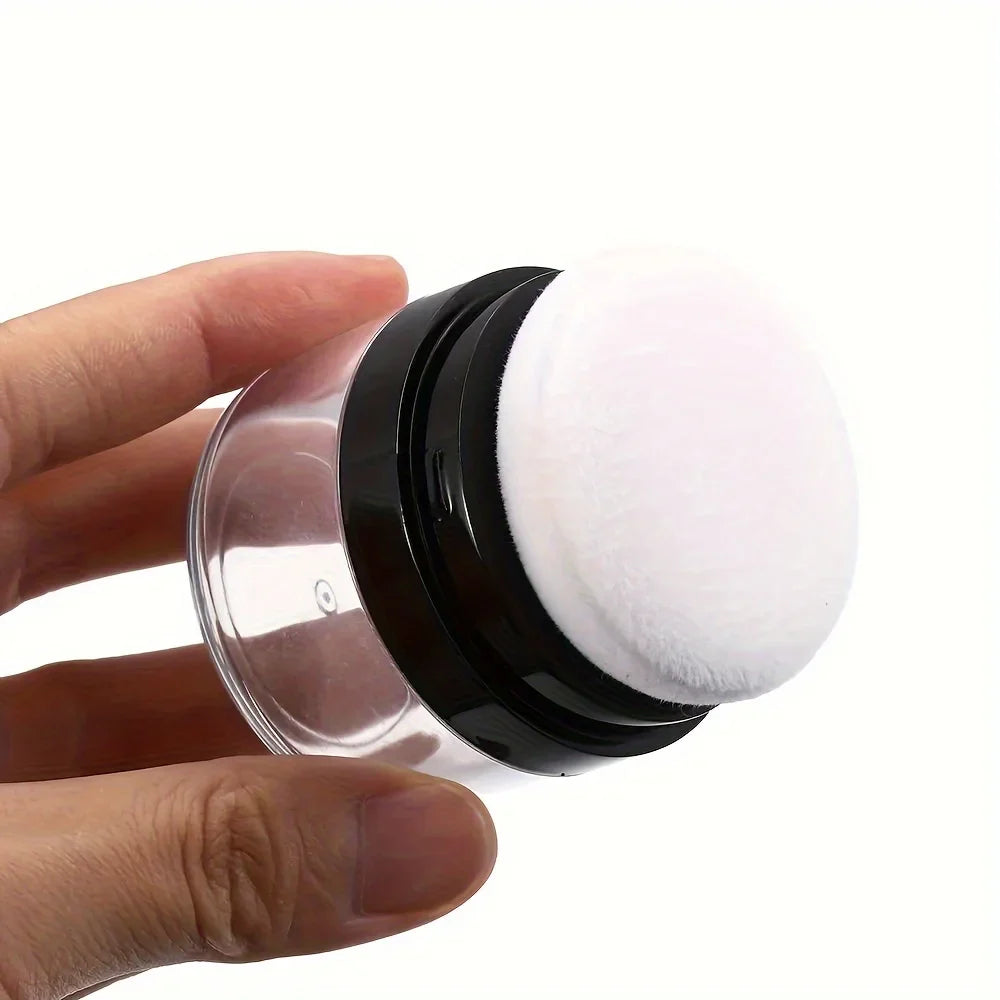 Travel-Friendly Loose Powder Case with Mushroom Sponge Puff & Mirror - Compact, Fragrance-Free Cosmetic Foundation Box