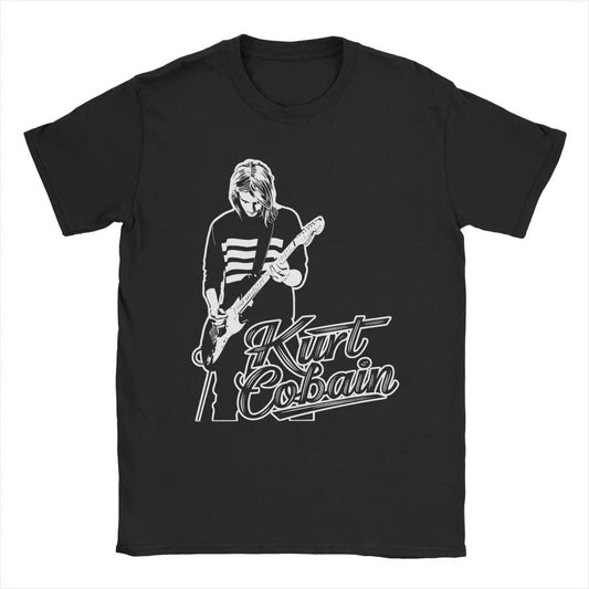 Kurt Cobain Guitar T-Shirt Men Rock-Nirvana Vintage Pure Cotton Tee Shirt Crewneck Short Sleeve T Shirt Gift Idea Tops - Premium tshirt from Lizard Vigilante - Just $20.99! Shop now at Lizard Vigilante