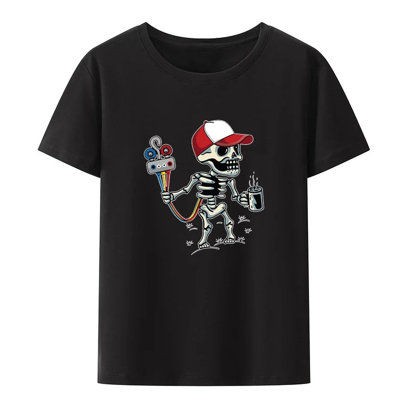 Funny Skull HVAC Coffee Break T-Shirt – Men’s Casual Modal Print Tee - Premium T-shirt from Lizard Vigilante - Just $23.88! Shop now at Lizard Vigilante