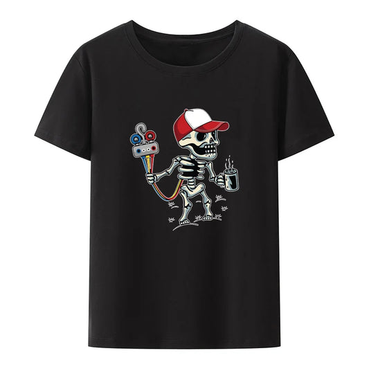 Funny Skull HVAC Coffee Break T-Shirt – Men’s Casual Modal Print Tee - Premium T-shirt from Lizard Vigilante - Just $23.88! Shop now at Lizard Vigilante