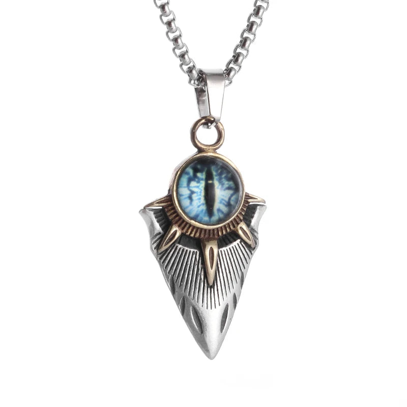 Retro Gothic Blue Evil Eye Protection Pendant Necklace for Men Boys Biker Amulets Punk Jewelry Gifts - Premium Jewelry from Lizard Vigilante - Just $3.99! Shop now at Lizard Vigilante