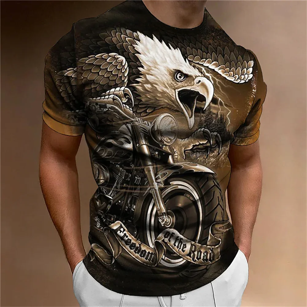 Eagle Motorcycle Retro T-Shirt | Vintage Bike Tee - Premium T-Shirt from Lizard Vigilante - Just $22.99! Shop now at Lizard Vigilante