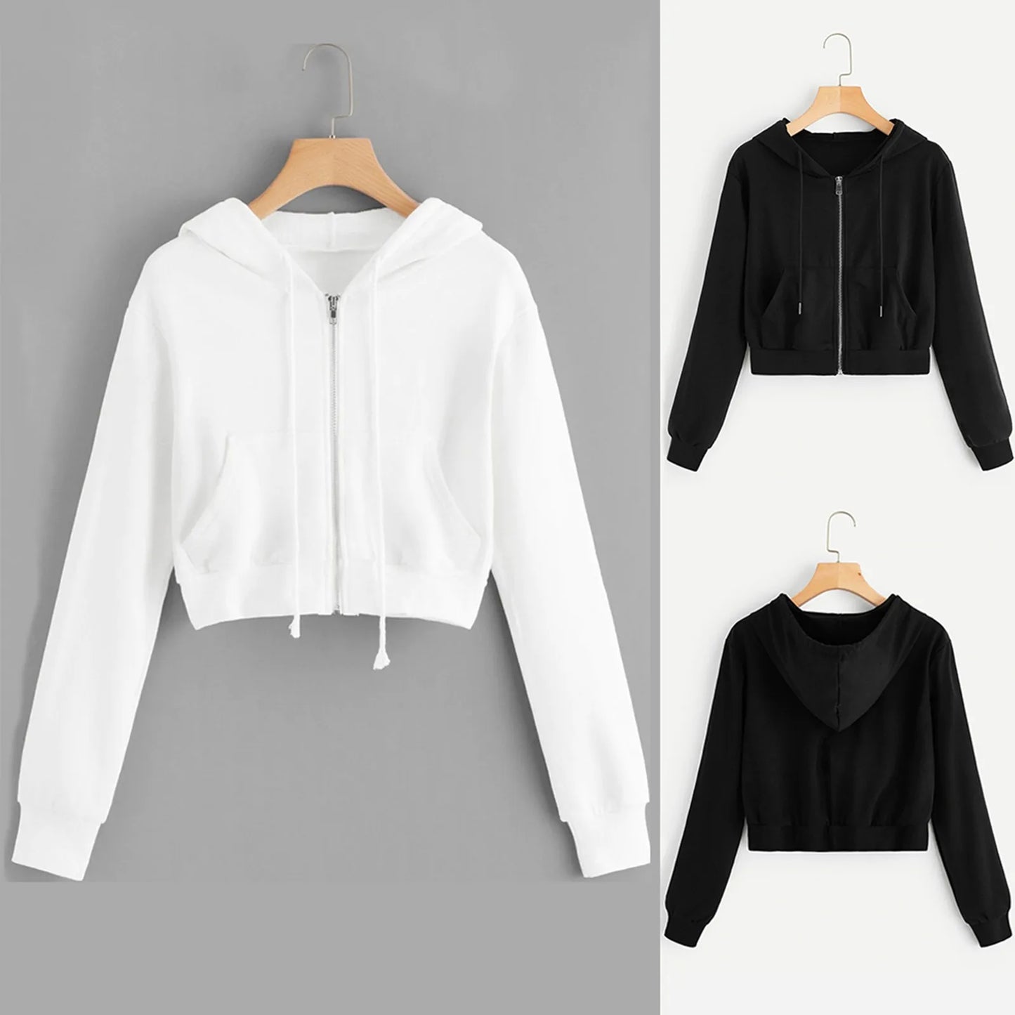 Korean Style Streetwear 2024 Hooded Casual Zipper Pocket Sweatshirt for Women - Premium jacket from Lizard Vigilante - Just $28.88! Shop now at Lizard Vigilante