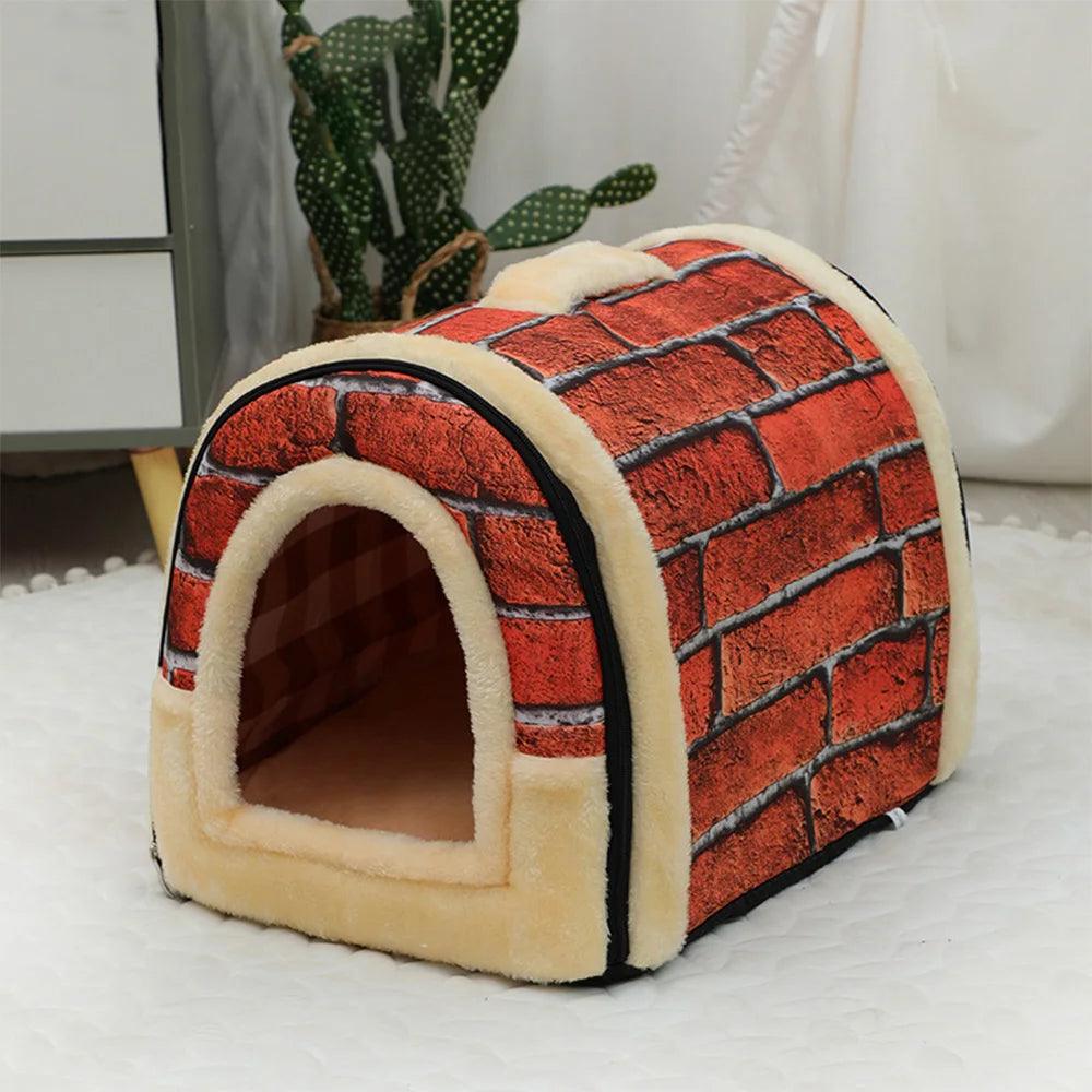 Portable Handle Type House For Cats 16 Kinds Printings Semi-enclosed 3D Plush Removable&Washable Warm Cat Villa Tent - Premium pet supplies from Lizard Vigilante - Just $20.99! Shop now at Lizard Vigilante