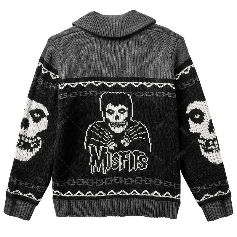 Y2K Harajuku Gothic Ghost Sweater – Fall/Winter Portrait Print Fashion Sweater for Men and Women - Premium sweater from Lizard Vigilante - Just $43.88! Shop now at Lizard Vigilante