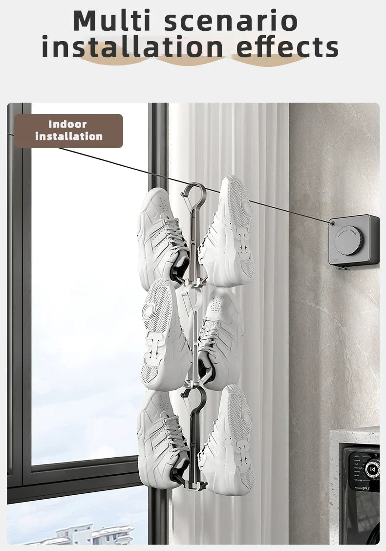 Household Shoes Drying Rack Balcony Foldable Shoe Hanger Clothing Hook Sneaker Rack Home Storage Lundary Tools