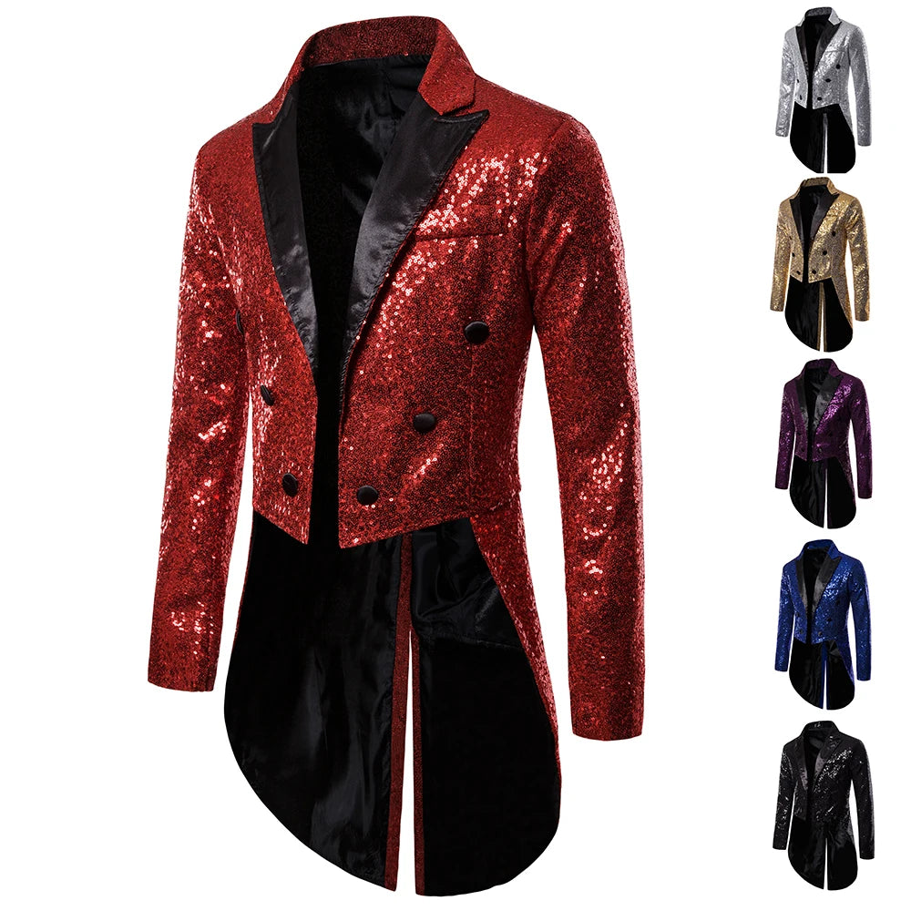 Men's Sequin Button Tuxedo Blazer – Stylish Coat for Weddings and Celebrations - Premium blazer from Lizard Vigilante - Just $53.88! Shop now at Lizard Vigilante