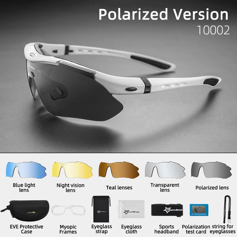 ROCKBROS Cycling Polarized SunGlasses MTB PC Goggles Bike Photochromic Outdoor Sports Sunglasses Eyewear 5/3 Lens Bicycle Accessory - Premium sunglasses from Lizard Vigilante - Just $42.99! Shop now at Lizard Vigilante