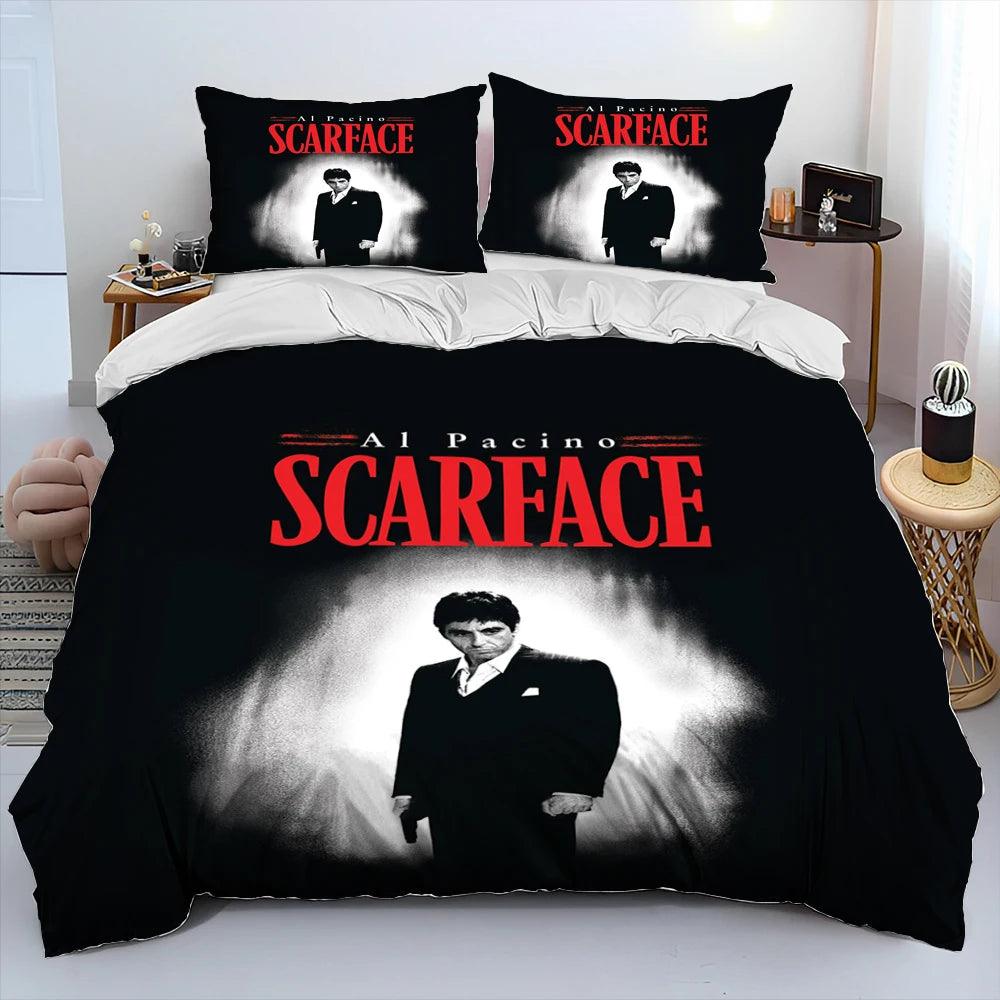 Scarface 1983 Movie Tony 3D Printing Comforter Bedding Set,Duvet Cover Bed Set Quilt Cover Pillowcase,King Queen Size Bedding Set Kid - Lizard Vigilante