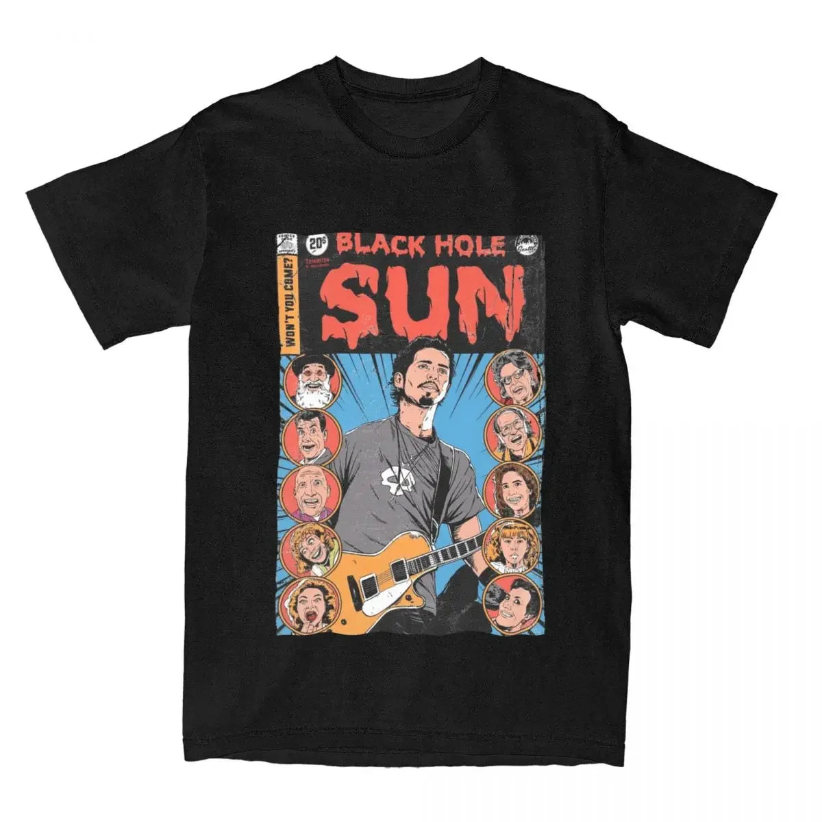 Men T-Shirt Soundgarden Black Hole Sun Funny Cotton Tees Short Sleeve Metal Rock Band T Shirts Crew Neck Tops Big Size - Premium T-Shirt from Lizard Vigilante - Just $23.99! Shop now at Lizard Vigilante