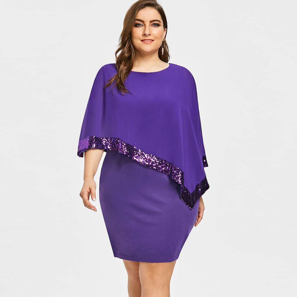 Elegant Sequined Plus Size Dresses for Women Sexy Off Shoulder Overlay Asymmetric Chiffon Party Dresses Formal Wedding Vestidos - Premium  from Lizard Vigilante - Just $11.99! Shop now at Lizard Vigilante