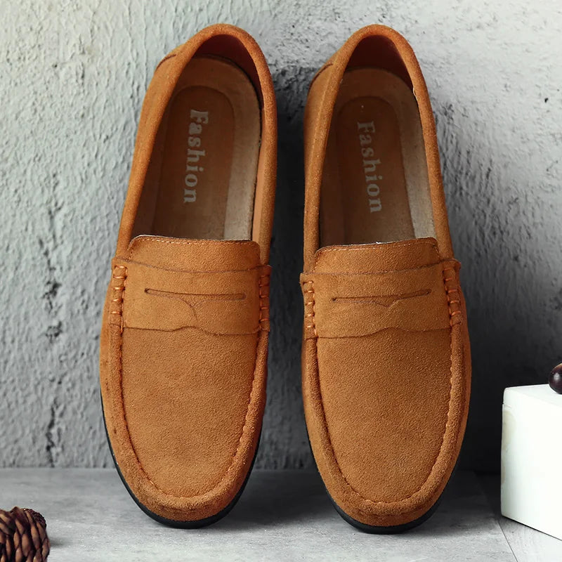 Suede Leather Designer Luxury Brand Smile Mens Casual Formal Loafers Slip On Moccasin Flats Footwear Male Driving Shoes for Men - Premium Shoes from Lizard Vigilante - Just $48.88! Shop now at Lizard Vigilante