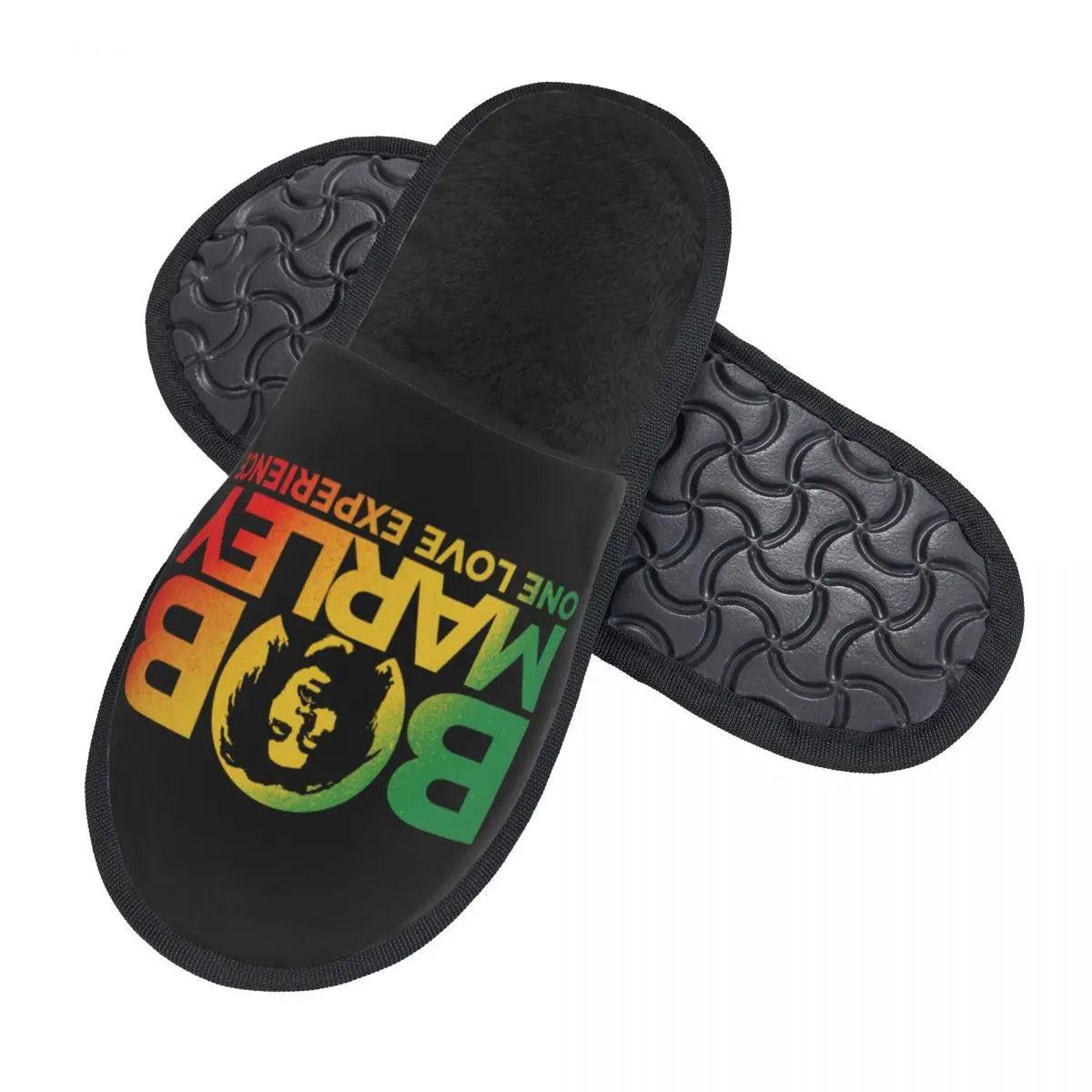 Jamaica Singer Reggae Rock Bob Marley Comfort Scuff Memory Foam Slippers Women Hotel House Shoes - Lizard Vigilante