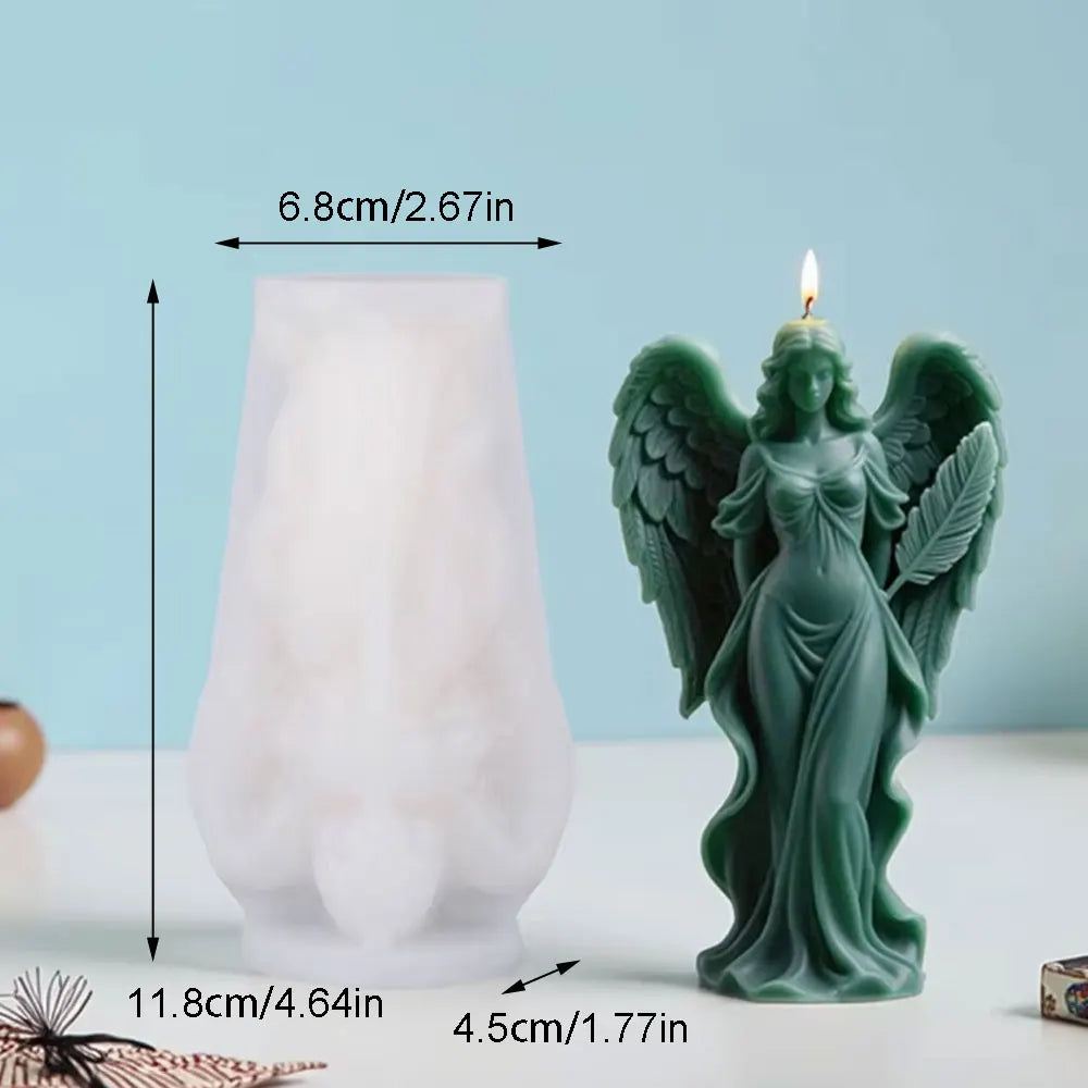 Wings Goddess Scented Silicone Candle Mould DIY Prayer Angel Sculpture Gypsum Resin Mold Women Candle Making Supplies Home Decor