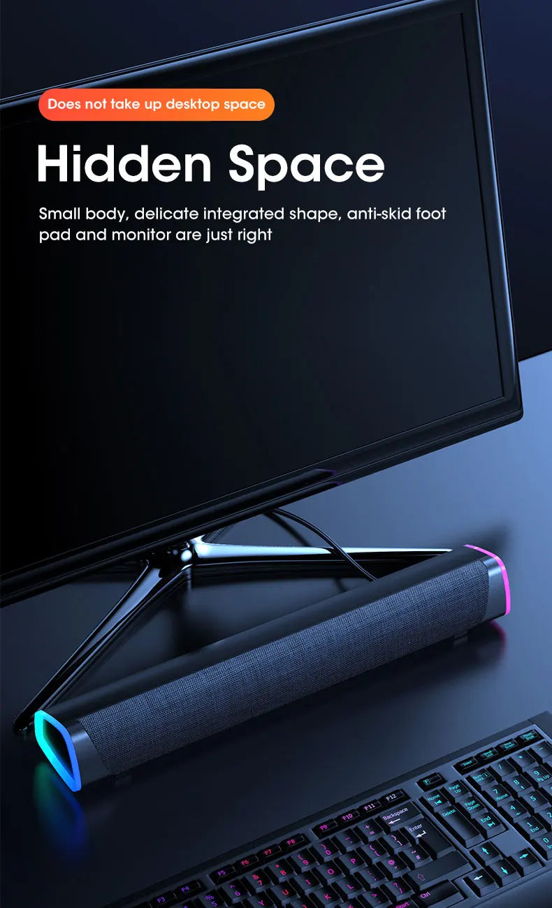 Wireless Bluetooth Speaker 4D Stereo Soundbar Home Surround Speakers for Laptop Projector PC Music Player Aux 3.5mm Wired USB