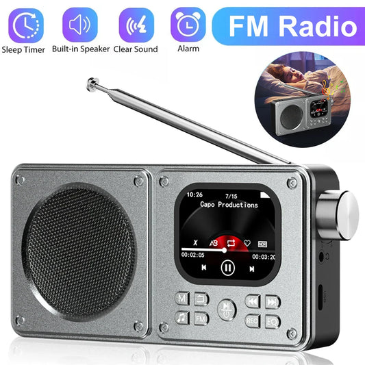 Wireless Bluetooth5.4 Speakers 87.5-108MHz Portable FM Radio Outdoor Radio MP3 Music Player Support Earphone TF Card Video Clock