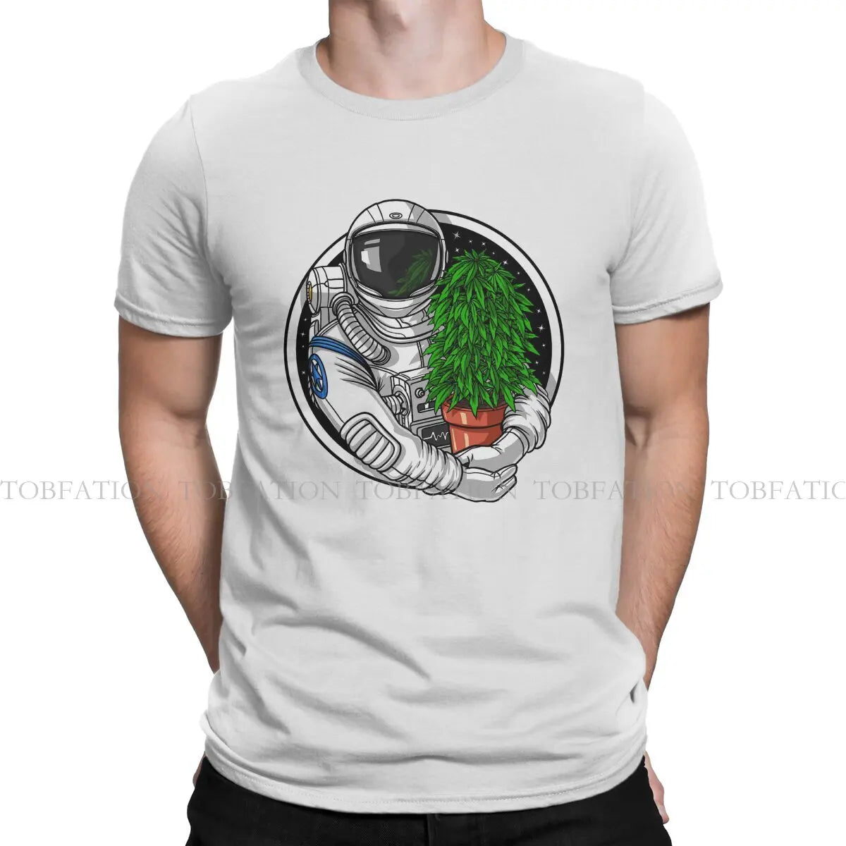 Weed Marijuana 420 Smoking Astronaut T-Shirt – Graphic Harajuku Crewneck Cotton Tee for Men - Premium T-Shirt from Lizard Vigilante - Just $23.88! Shop now at Lizard Vigilante