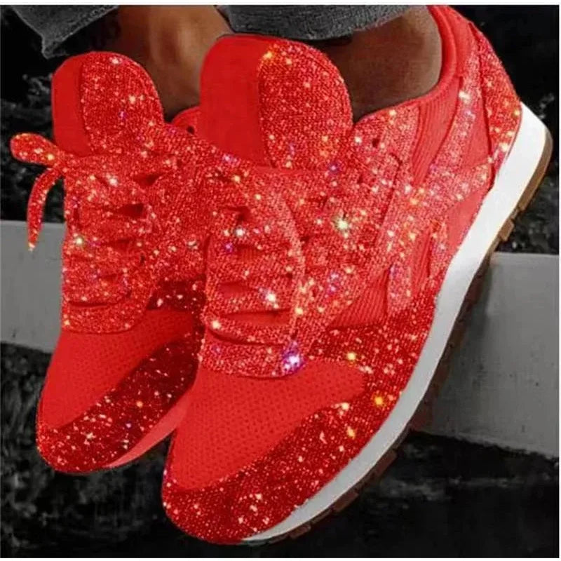 Dazzling Glitter Mesh Sneakers – Women's Breathable Bling Sport Shoes, Comfort Lace-Up Casual Running Shoes for Spring & Summer - Premium sneakers from Lizard Vigilante - Just $48.88! Shop now at Lizard Vigilante