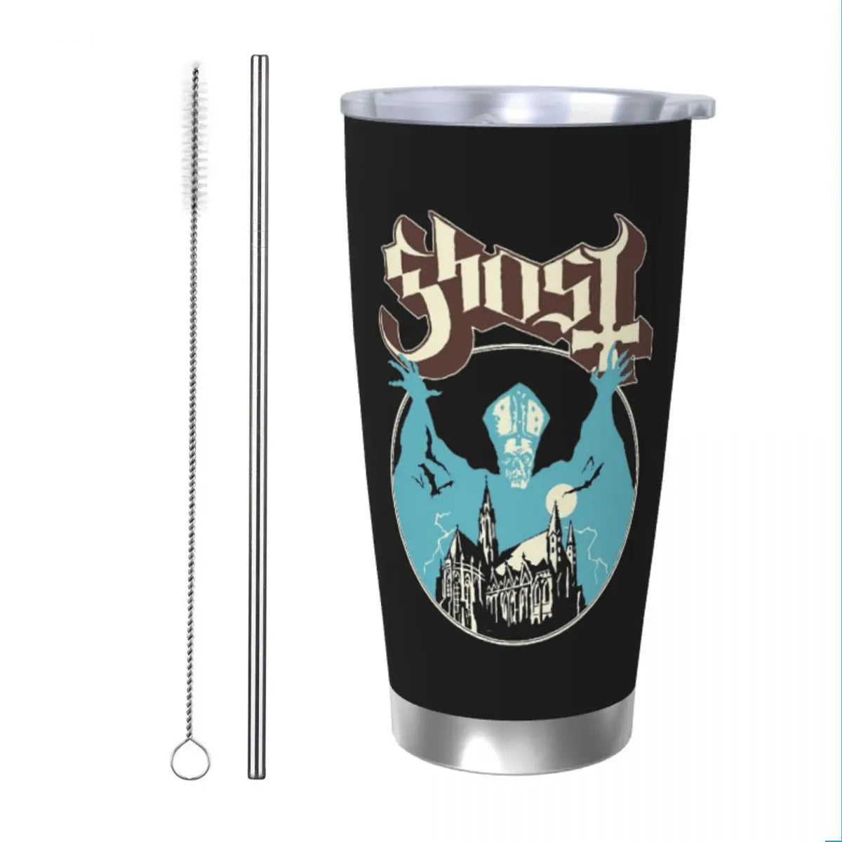 Ghost Band Tumbler Vacuum Insulated Die Music Coffee Cups with Lid & Straw – 20oz Hot/Cold Drink Mug for Office & Home - Premium Tumblers from Lizard Vigilante - Just $30.88! Shop now at Lizard Vigilante