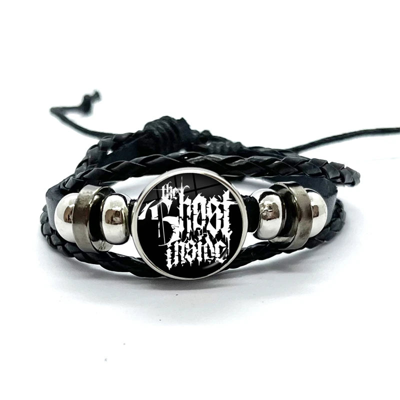 Ghost Rock Band PaPa Black Leather Bracelet | Multilayer Braided Bangle | Handmade Trendy Jewelry Gifts - Premium Bracelet from Lizard Vigilante - Just $19.97! Shop now at Lizard Vigilante