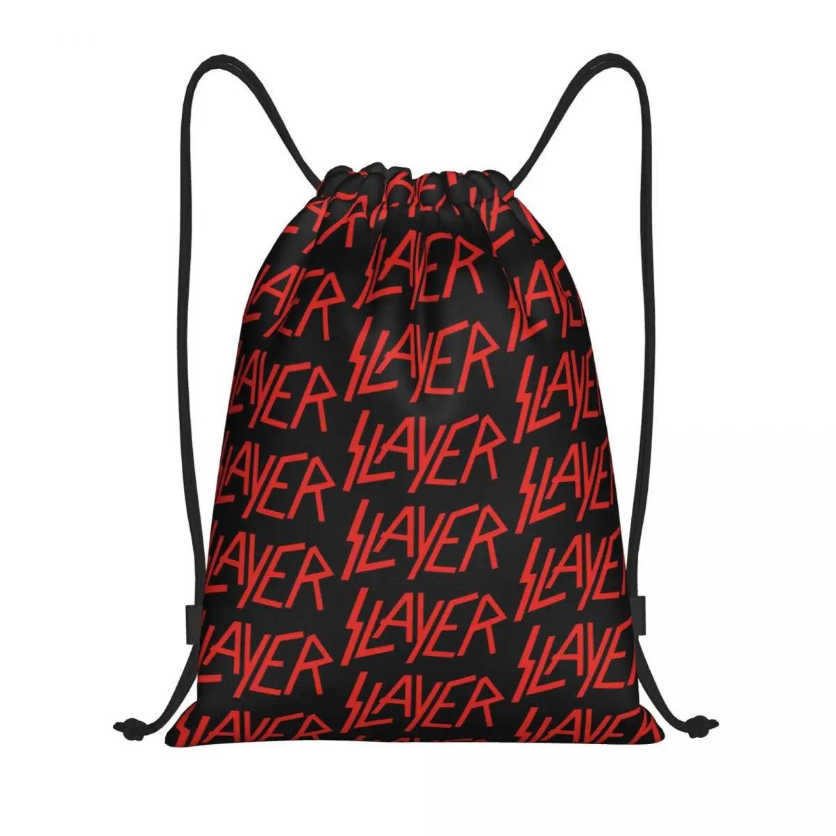 Heavy Metal Rock Slayers Logo Drawstring Bags Women Men Portable Sports Gym Sackpack Thrash Band Shopping Backpacks - Lizard Vigilante