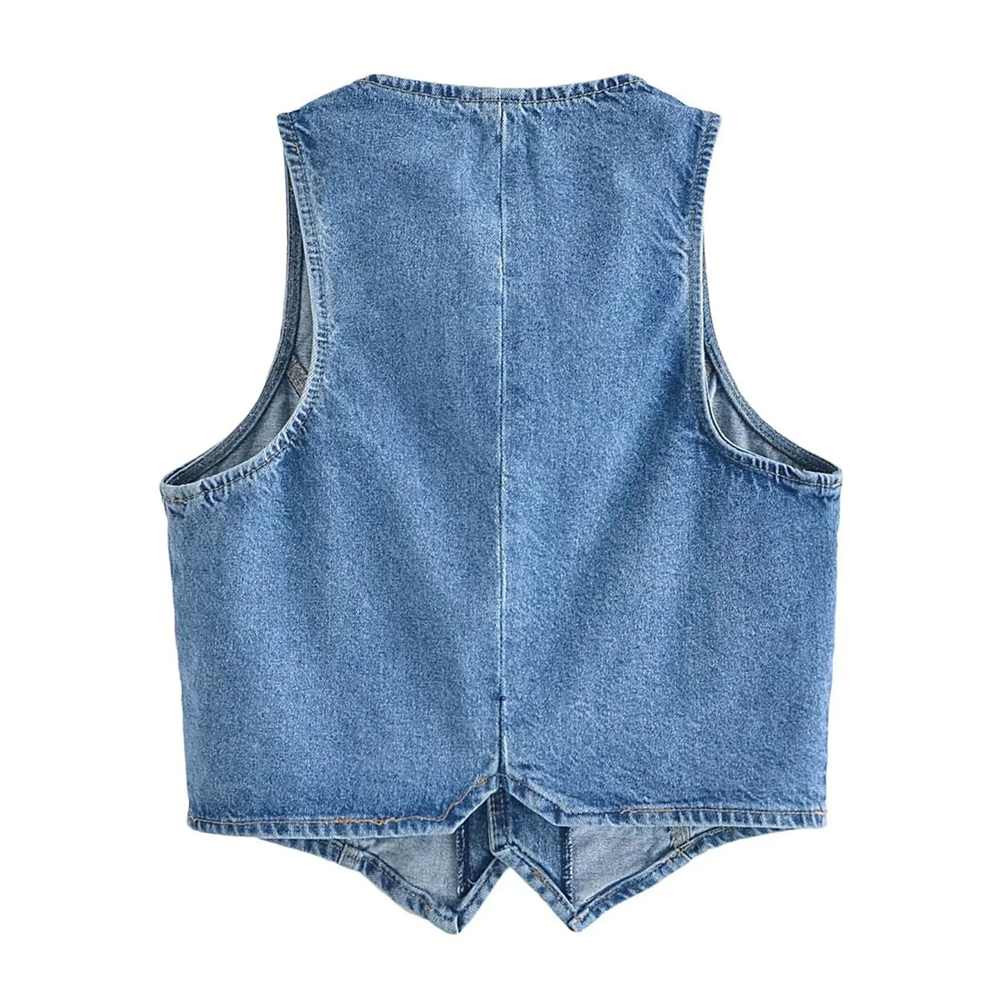 Women's Denim Vest Sleeveless Crop Tops Button Denim Gilet Jacket Casual V Neck Jean Waistcoat Streetwear - Premium  from Lizard Vigilante - Just $29.99! Shop now at Lizard Vigilante