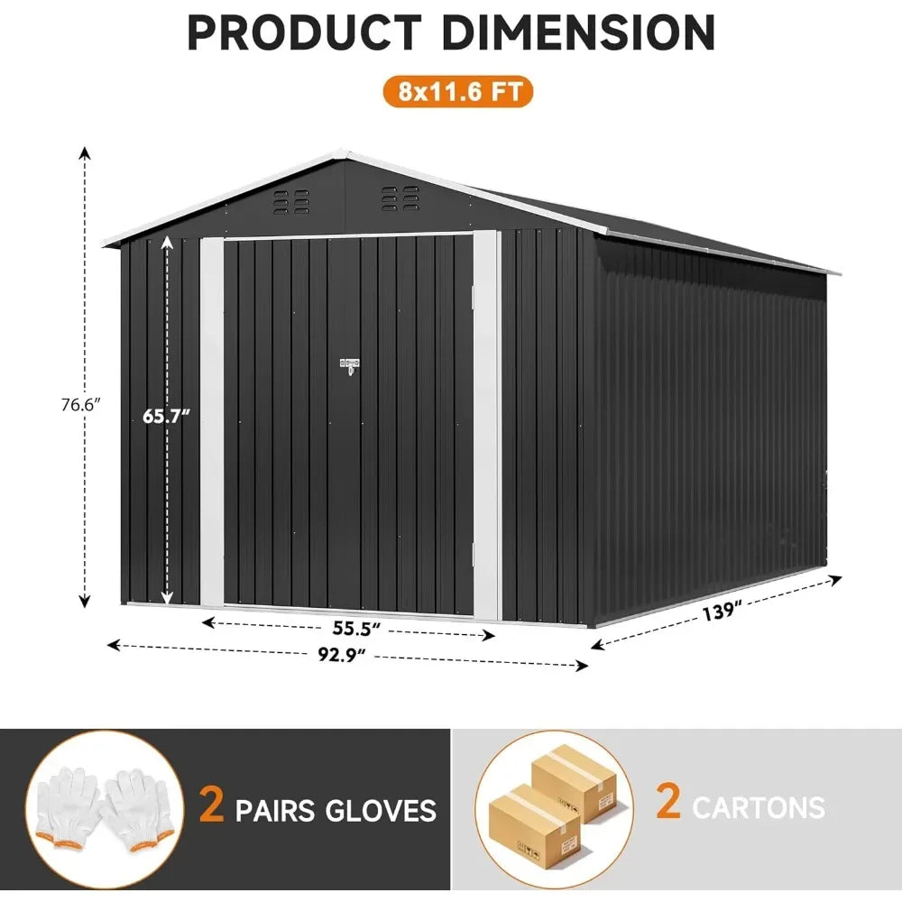 8 x 12 FT Outdoor Storage Shed, Reinforced Metal - Ample Storage for Tools & Equipment - Premium shed from Lizard Vigilante - Just $388.88! Shop now at Lizard Vigilante