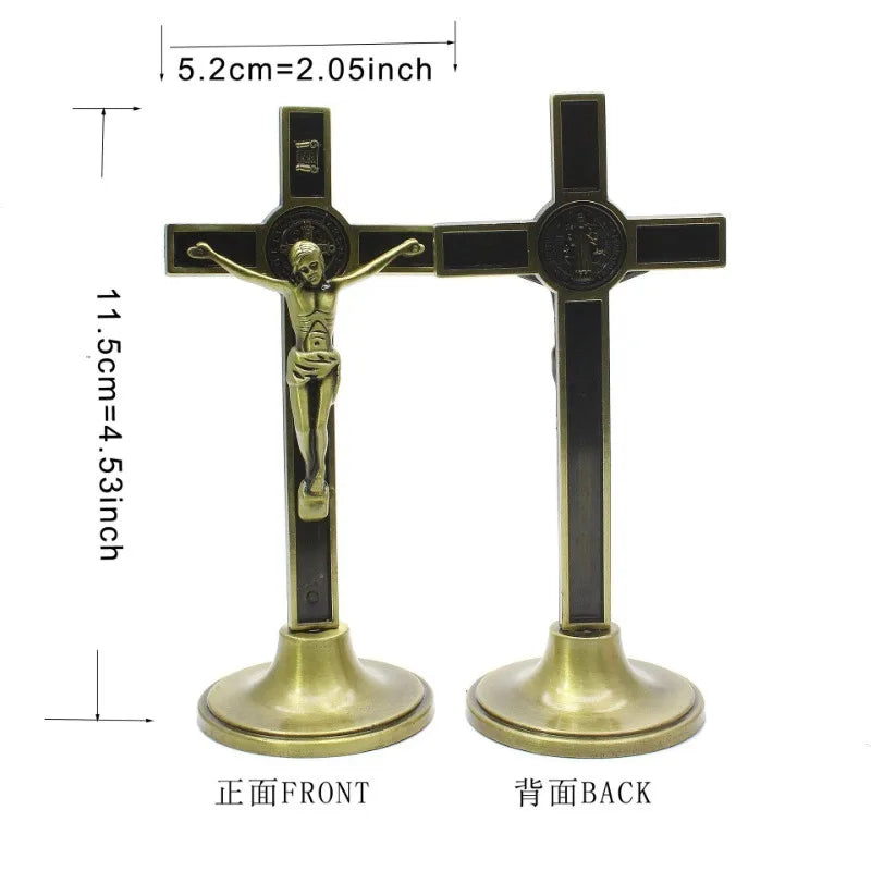Cross Crucifix Stand Christ Catholic Jesus Statue Figurine Religious Prayer Church Decoration Home Chapel Decor