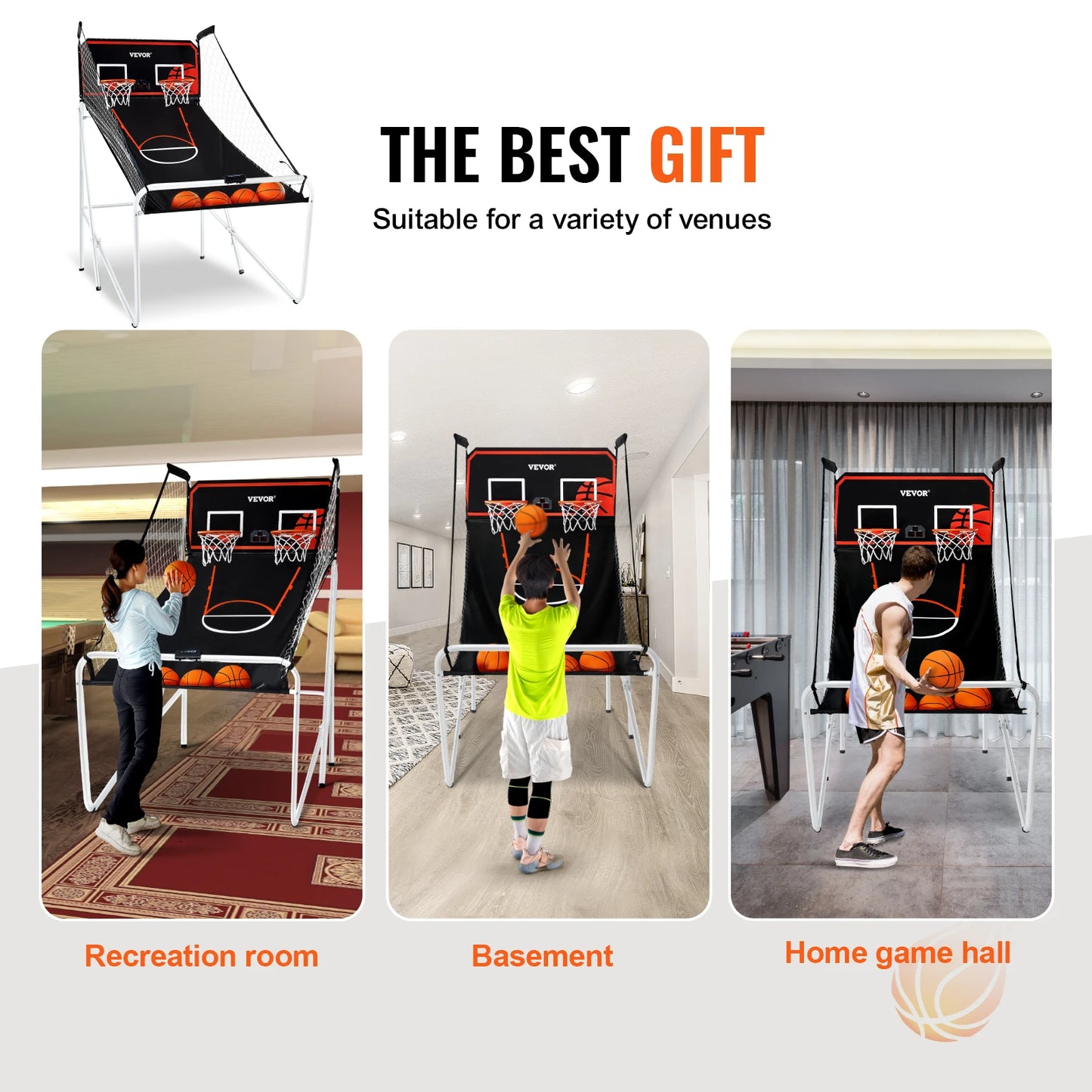 VEVOR Foldable Basketball Arcade Game 2 Player Indoor Basketball Game Home Dual Shot Sport w/ 4 Balls 8 Game Modes for Kid Adult - Premium  from Lizard Vigilante - Just $113.99! Shop now at Lizard Vigilante