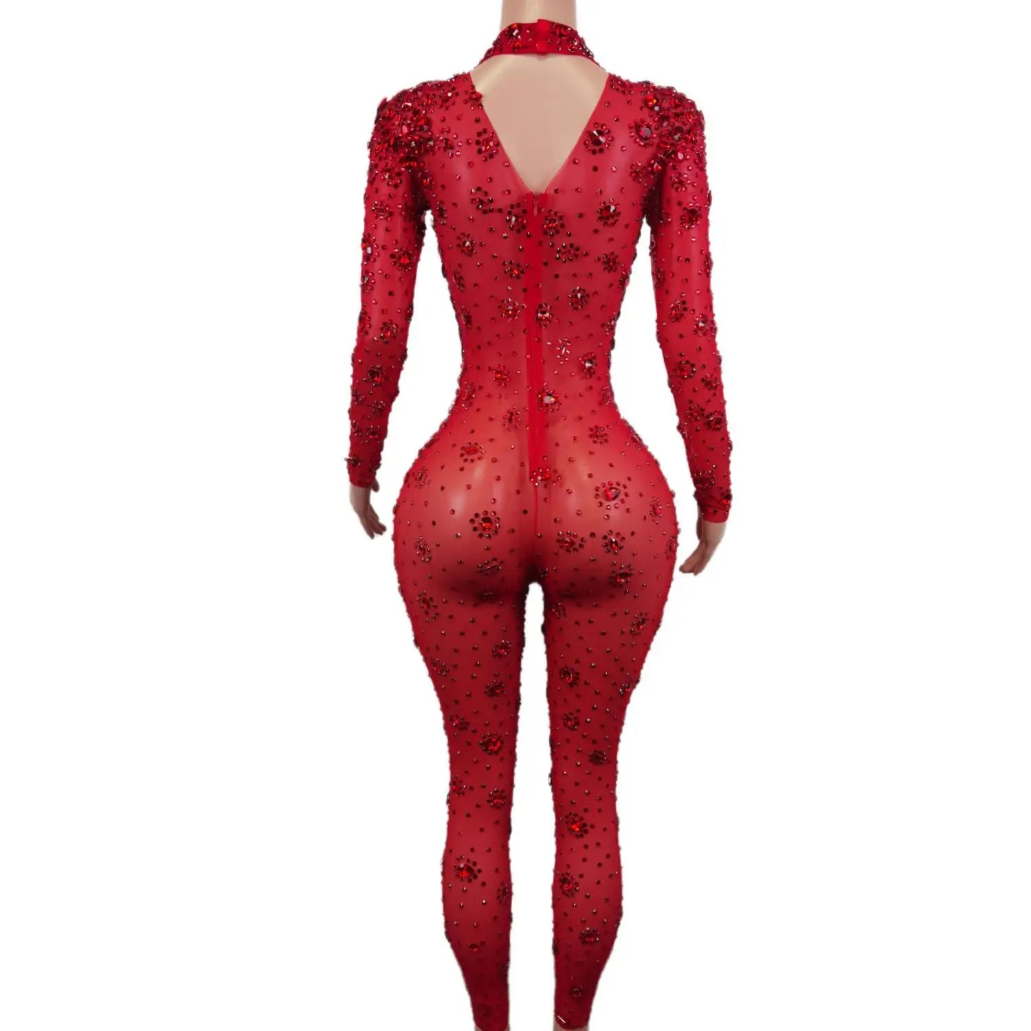 Gorgeous Rhinestone Jumpsuit - Sexy Long-Sleeved Performance Wear for Nightclub Singers & DJs - Premium Cosplay Costumes from Lizard Vigilante - Just $224.49! Shop now at Lizard Vigilante