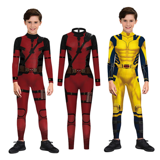 Superhero Wolverine & Deadpool Cosplay Jumpsuit – Children’s Halloween Party Costume - Premium Cosplay Costumes from Lizard Vigilante - Just $29.88! Shop now at Lizard Vigilante