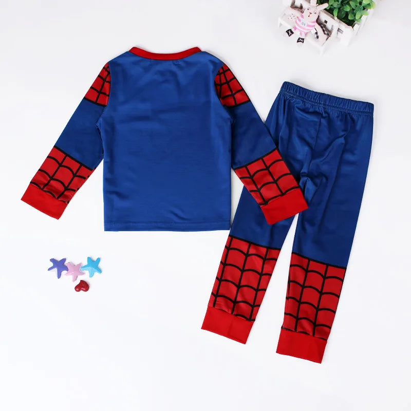 Avengers Superhero Pajama Set — Boys Long Sleeve Spider-Man & Iron Man Nightwear Cosplay Costume