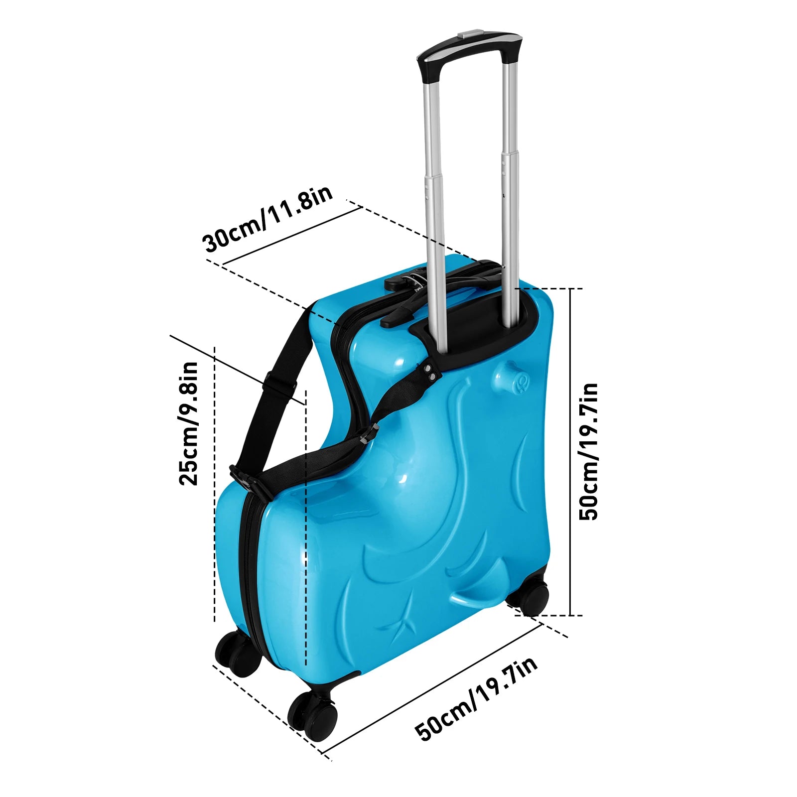 Children's sit ride suitcase 20 Inch kids Travel Trolley Waterproof Slide Rolling Luggage with Lock Blue - Premium  from Lizard Vigilante - Just $135.99! Shop now at Lizard Vigilante