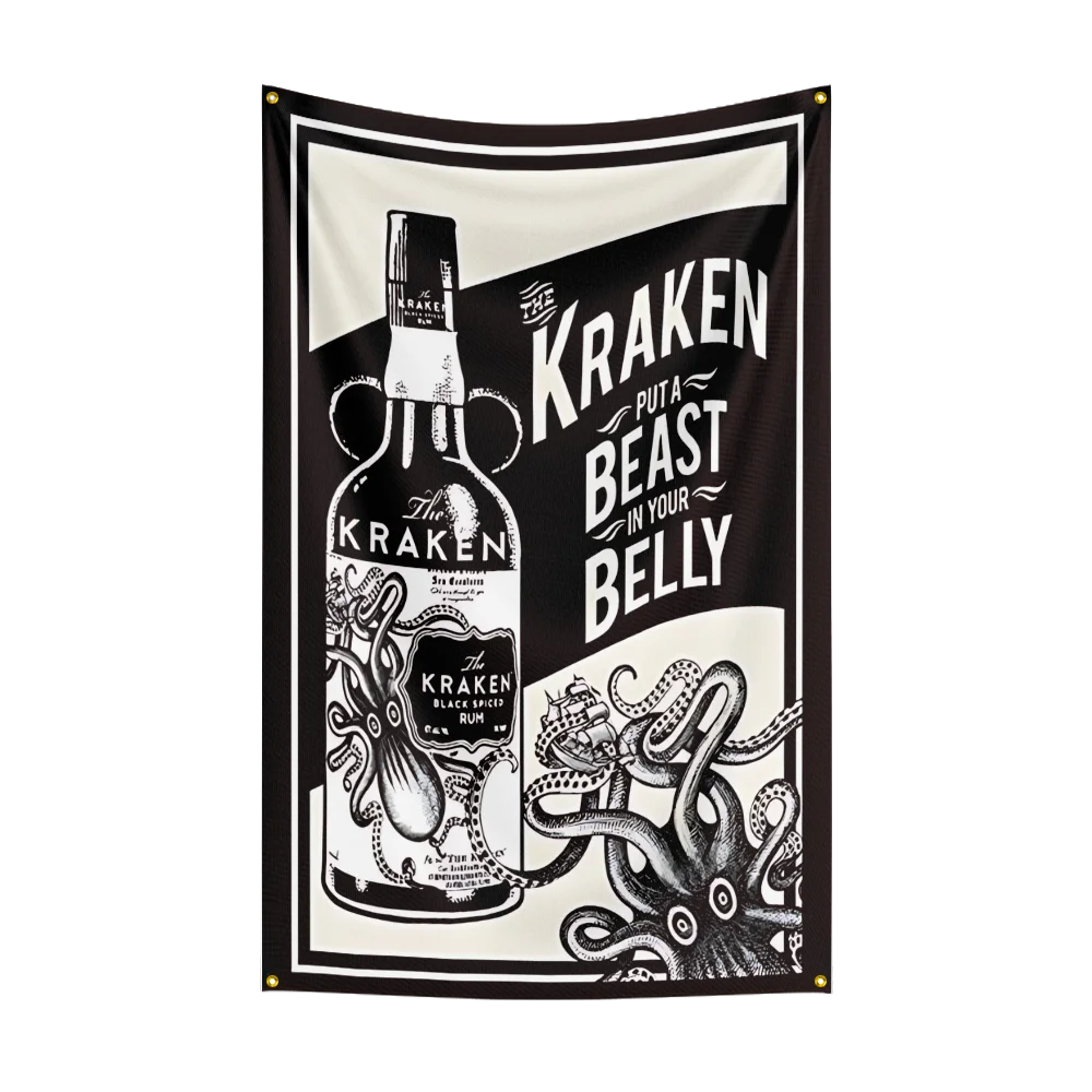 Krakens Rum Flag – 3×5ft Polyester Printed Alcohol & Beer Banner for Indoor and Outdoor Decor - Premium flag from Lizard Vigilante - Just $15.99! Shop now at Lizard Vigilante