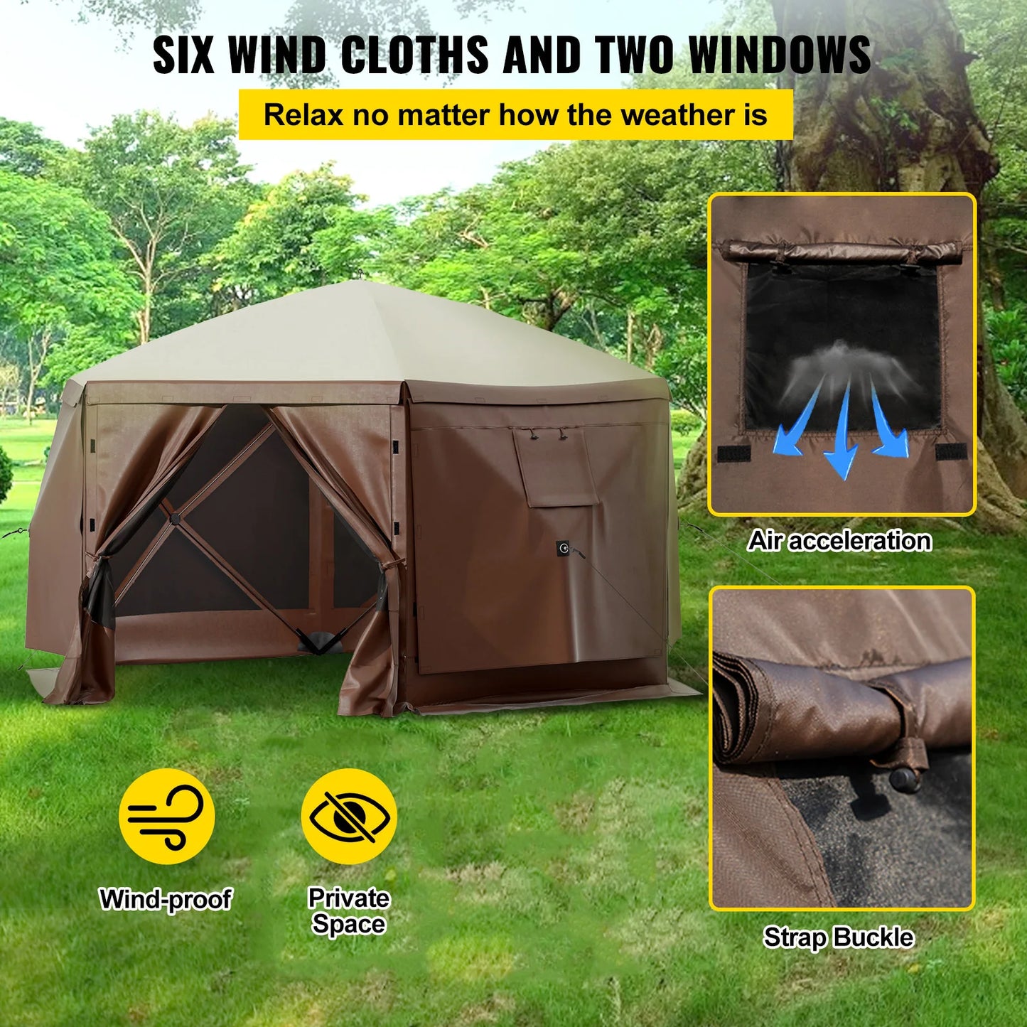 ⚡ VEVOR PIT LORD POP-UP GAZEBO | 6-Sided Heavy Metal Sun Shelter for the Wild ⚡