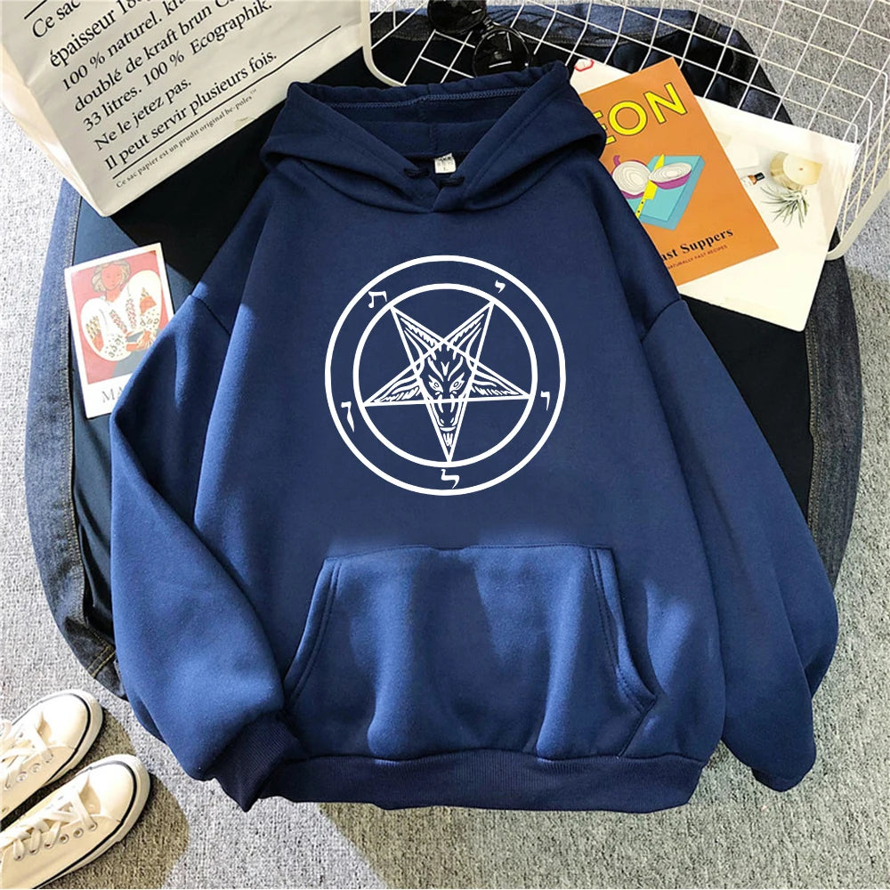 Pentagram Gothic Occult Satan Printed Women Hoodies All-match Street Style Female Pullover Casual Clothing Harajuku Unisex Tops - Premium hoodie from Lizard Vigilante - Just $39.99! Shop now at Lizard Vigilante