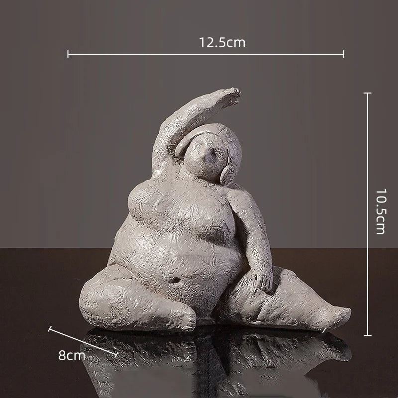 Abstract Body Sculpture Resin Handicraft Fat Woman Yoga Statue Irregular Hand-made Clay Sculptures Home Decoration Accessories