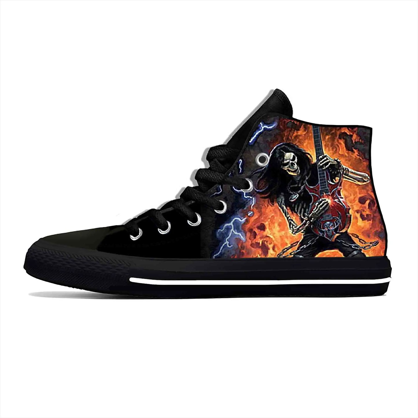 Heavy Metal Rock Skull Guitar Grim Reaper Gothic Canvas High-Tops - Premium high top shoes from Lizard Vigilante - Just $42.99! Shop now at Lizard Vigilante