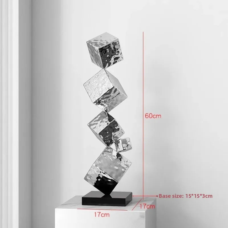 Stainless Steel Geometric Modeling Statues Modern Simple Luxury Living Room Entrance Hall Lobby Creative Sculptures Home Decor