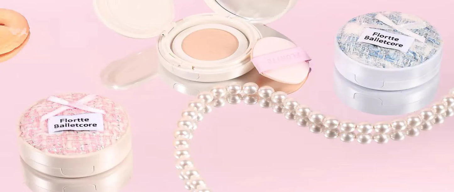 FLORTTE Air Cushion Concealer Coverage Moisturizing Long-Lasting Foundation Base Makeup Cream for Dry Skin Oil Control