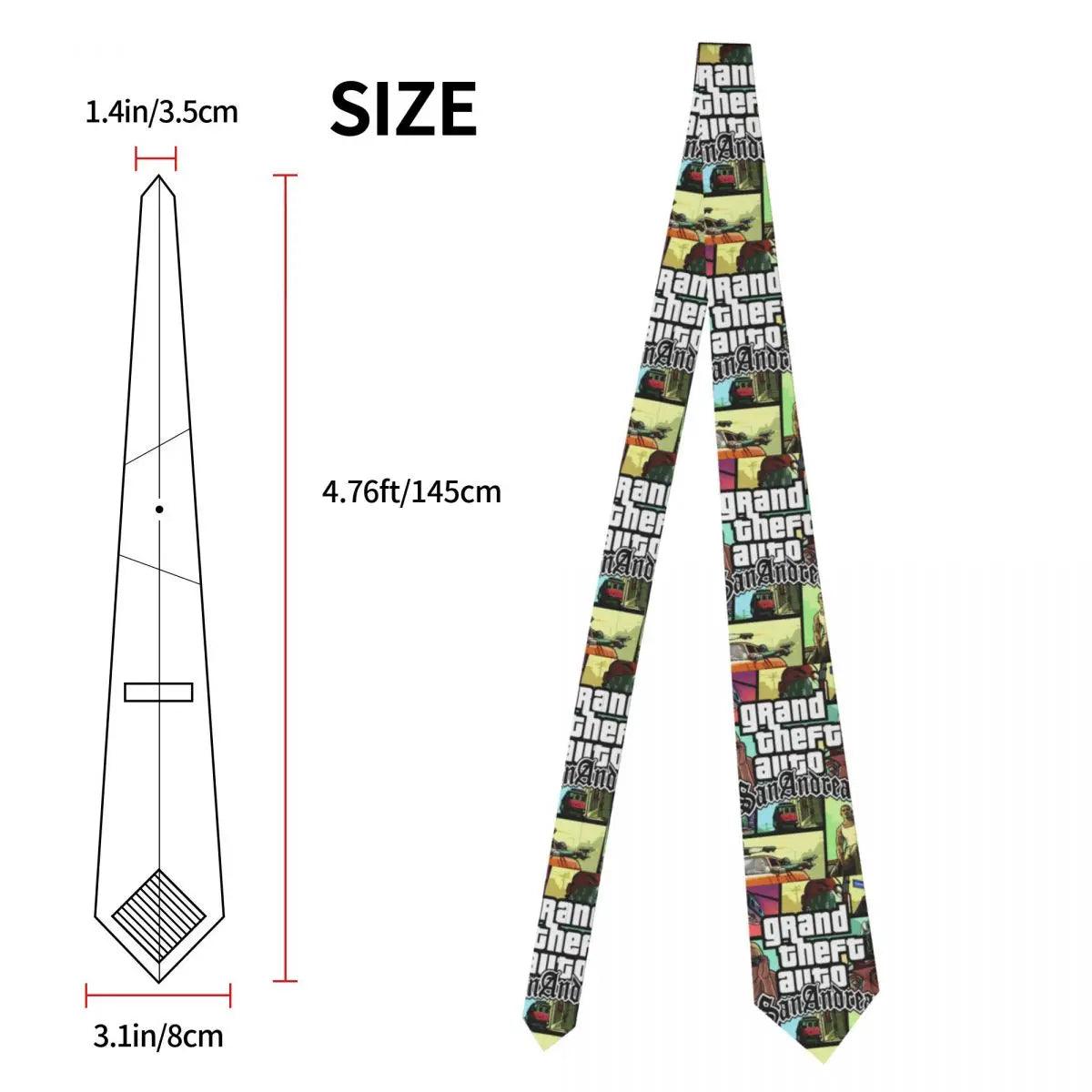 Grand Theft Auto Necktie San Andreas Fashion Neck Tie Men Silk GTA Video Game Neckties for Party Gravatas - Lizard Vigilante