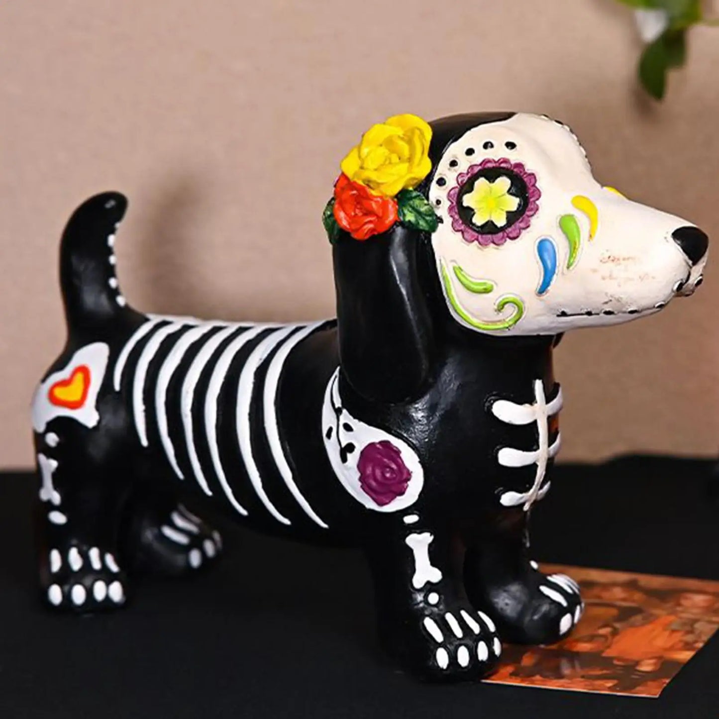 Halloween Animal Statue Skeleton Dog Cat Figurines Room Decor  Resin Halloween Decorations Table Centerpieces for Porch Patio