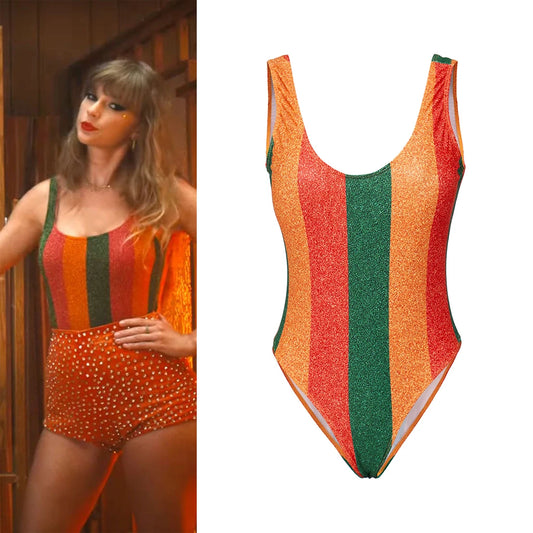 Taylor Anti Hero Swiftie Cosplay Costume Color Stripes Swifts Jumpsuit Women Bodysuit Stage Show Outfits Halloween Carnival Party Disguise - Premium Cosplay Costumes from Lizard Vigilante - Just $29.99! Shop now at Lizard Vigilante