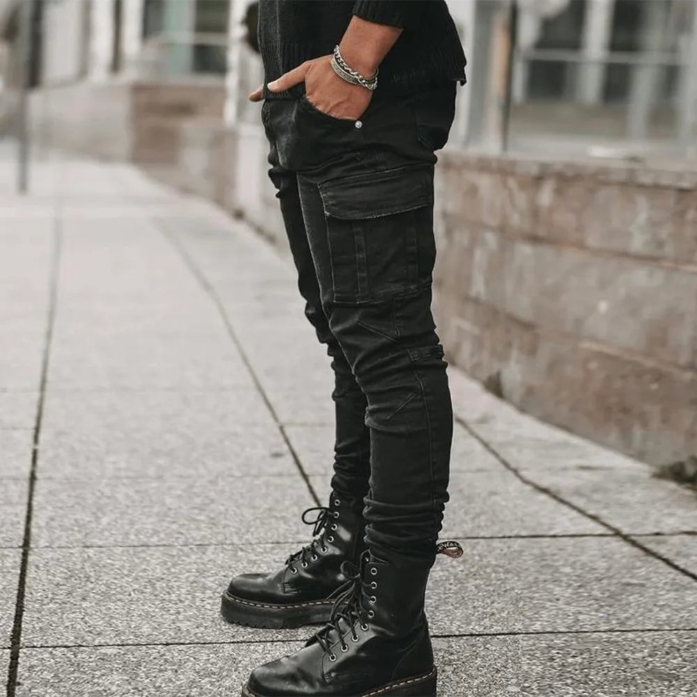 Street Havoc Elastic Cargo Jeans — High Street Slim-Fit Multi-Pocket Denim Built For Chaos, Speed, And Daily Grind Glory